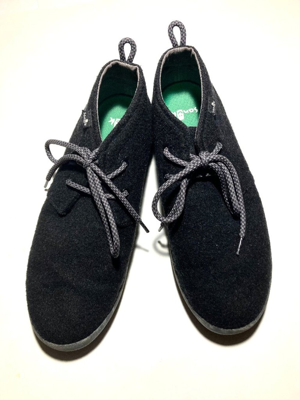 Sanuk Black Wool Felt Lace-up Shoes, Men's